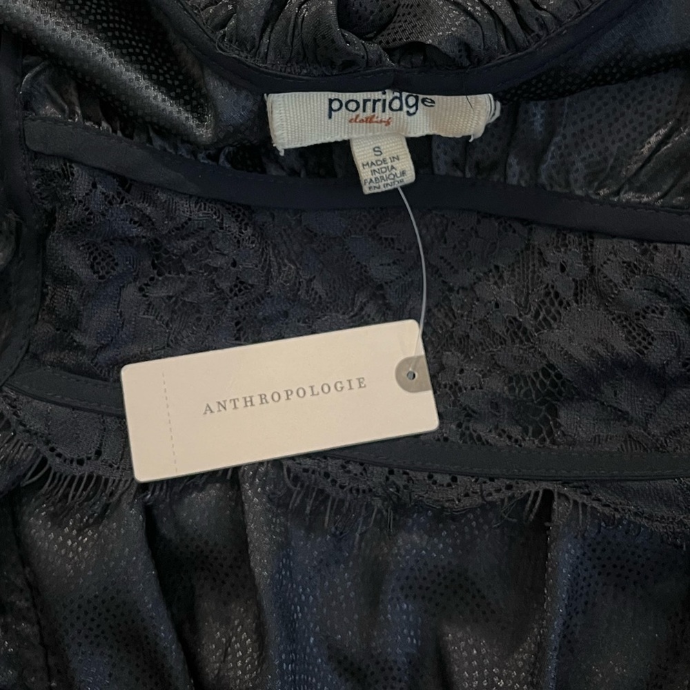 Anthropologie Gathered Blue Lace Blouse Size Small NWT - Picture 7 of 7